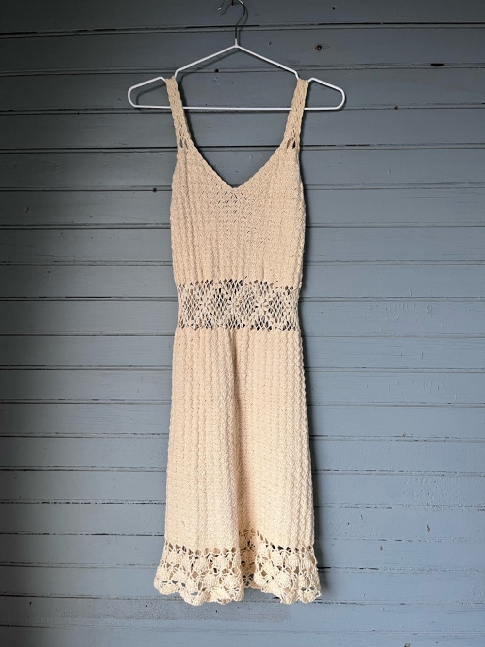 70’s Handmade Cream Crochet Vintage Sundress
